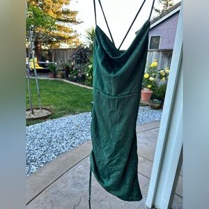 Size:junior dress, nylon/metallic material, emerald green, super glittery